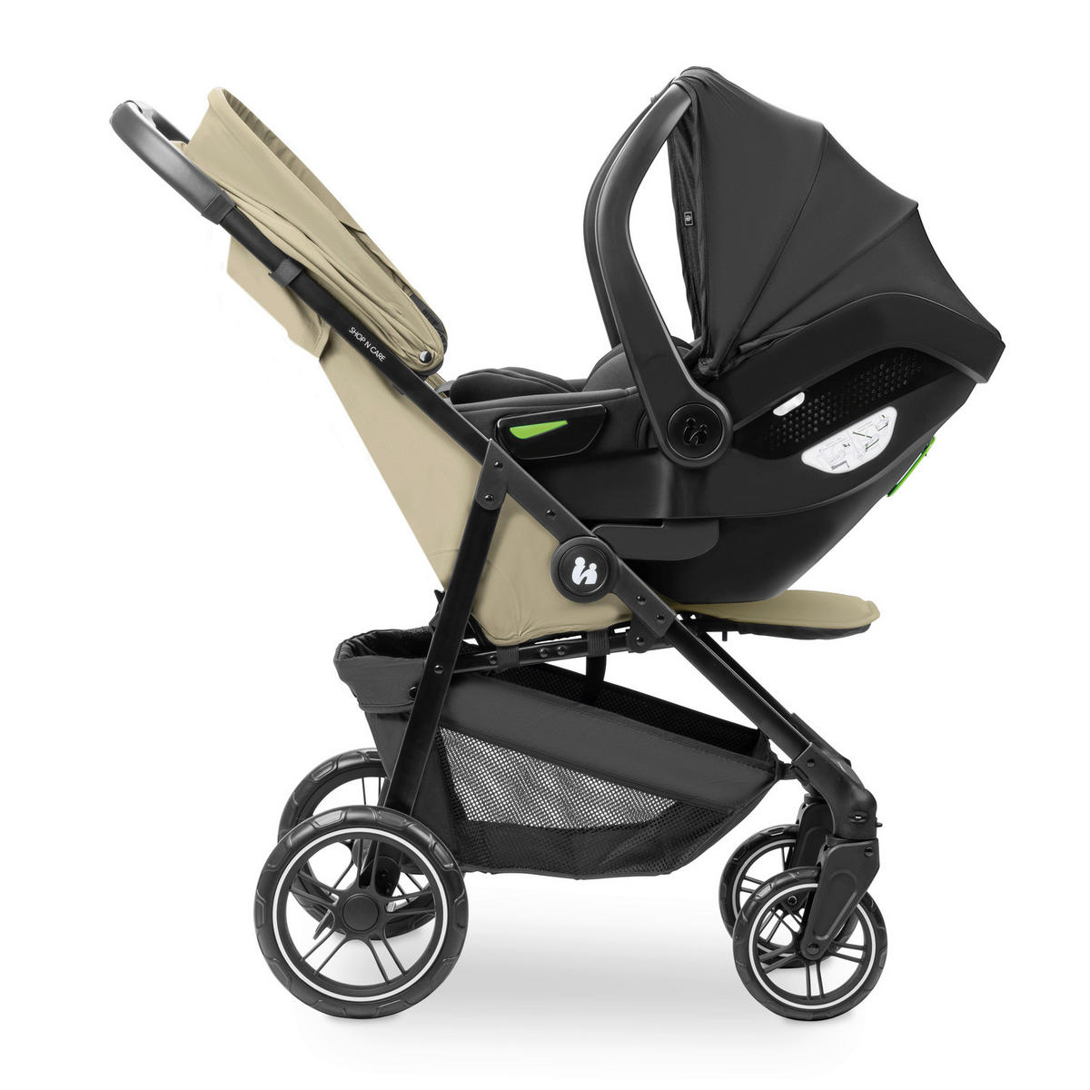 KINDERWAGENSET  Shop N Care Travel Set  Olive  - Schwarz/Olivgrün, Basics, Kunststoff/Textil (52/110/91cm) - Hauck