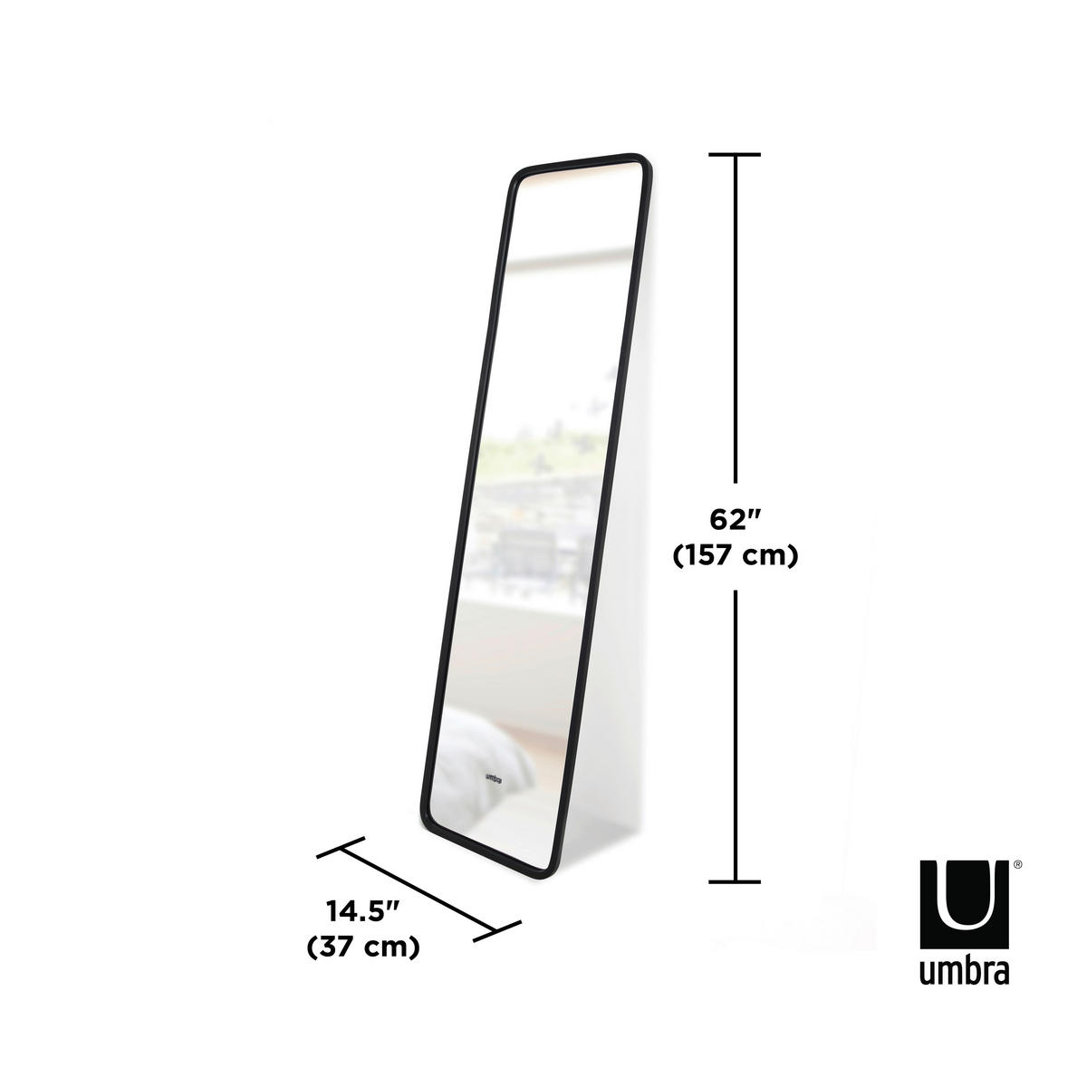 STANDSPIEGEL 37/157/5 cm  - Schwarz, Basics, Glas/Kunststoff (37/157/5cm) - Umbra