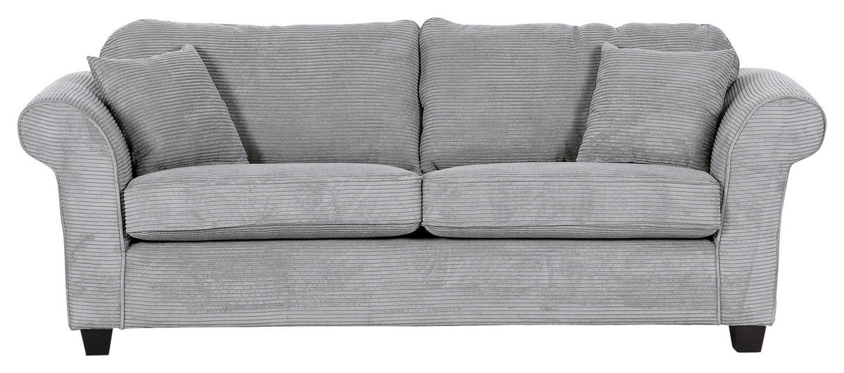 3-SITS SOFFA i manchester ljusgrå  - ljusgrå/mörkbrun, Klassisk, trä/textil (215/70/90cm) - MID.YOU