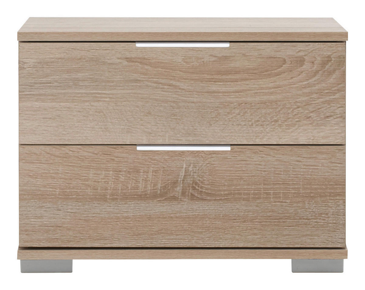 NOČNA OMARICA, barve hrasta  - barve kroma/barve hrasta, Design, kovina/umetna masa (52/40/38cm) - Carryhome