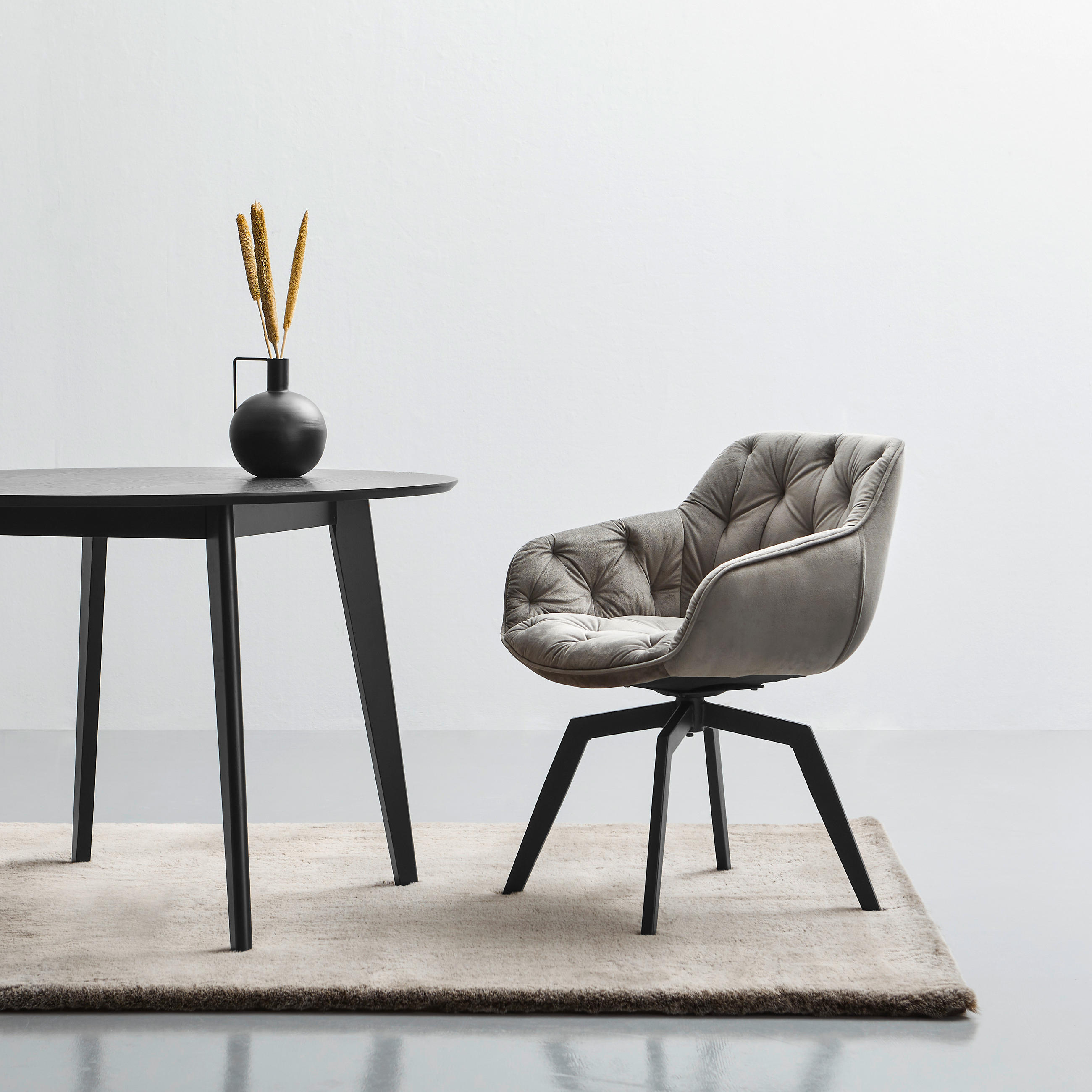 ARMLEHNSTUHL  in Eisen Samt  - Schwarz/Grau, MODERN, Holz/Textil (59,5/84/63,5cm) - Livetastic