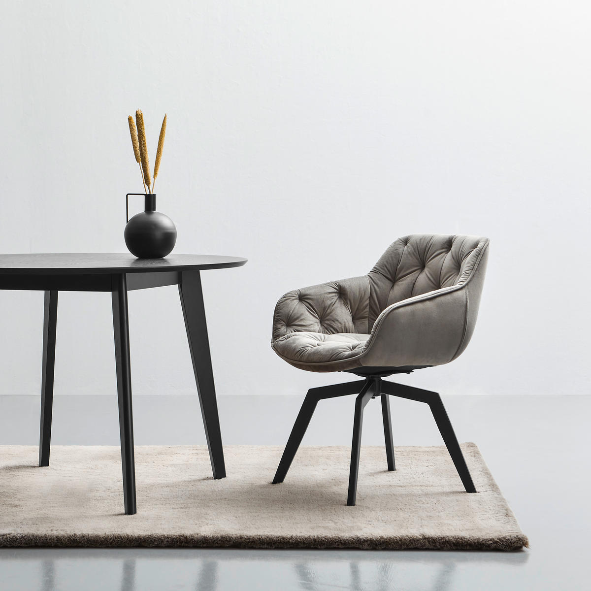 ARMLEHNSTUHL  in Eisen Samt  - Schwarz/Grau, Modern, Holz/Textil (59,5/84/63,5cm) - Livetastic