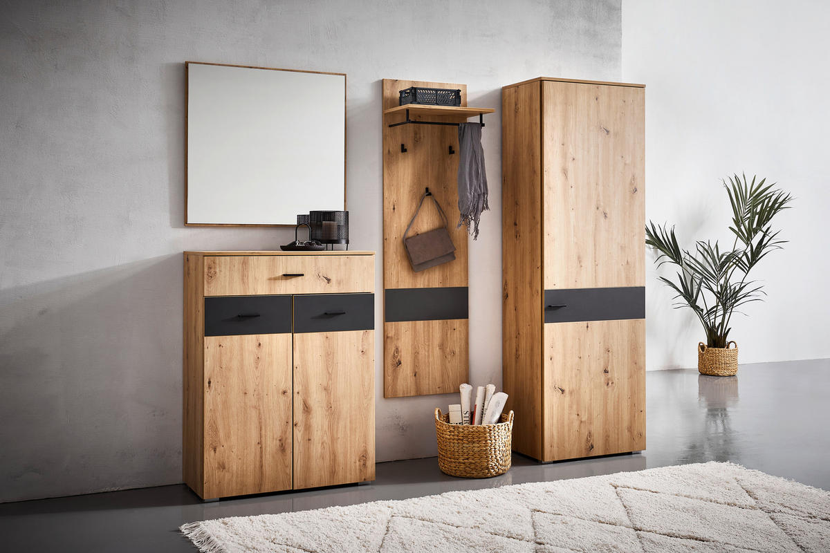 GARDEROBE 4-teilig  in 180/198/38 cm  - Anthrazit/Eiche Artisan, KONVENTIONELL, Holzwerkstoff (180/198/38cm) - Carryhome