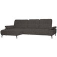 ECKSOFA in Chenille, Flachgewebe Dunkelgrün, Graubraun  165/318 cm  - Dunkelgrün/Graubraun, Design, Textil/Metall (165/318cm) - Xora