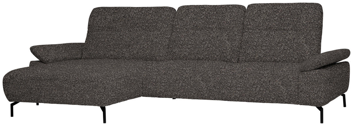 ECKSOFA in Chenille, Flachgewebe Dunkelgrün, Graubraun  165/318 cm  - Dunkelgrün/Graubraun, Design, Textil/Metall (165/318cm) - Xora