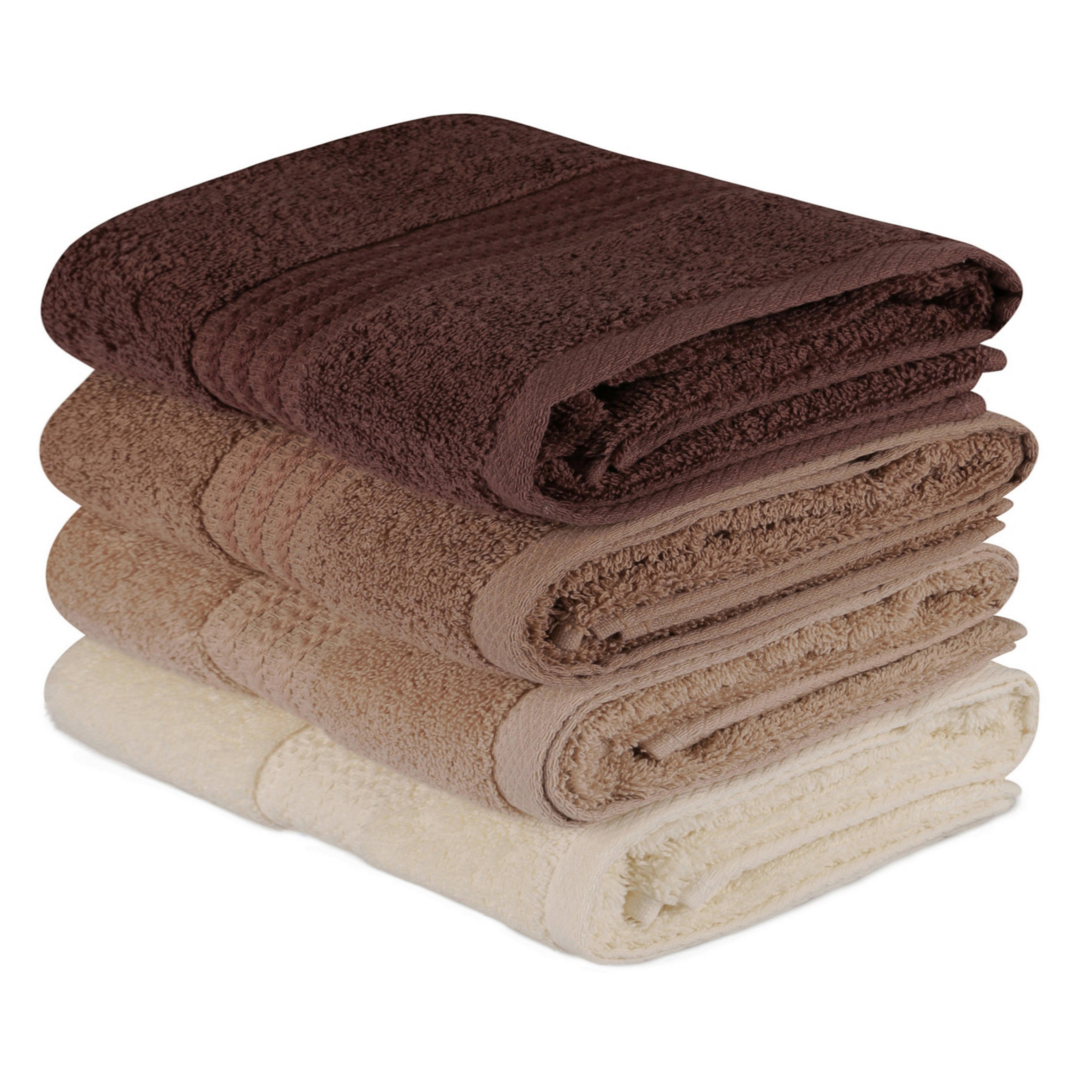 HANDTUCHSET Braun, Creme, Beige 4-teilig  - Beige/Creme, Basics, Textil (50/90cm)