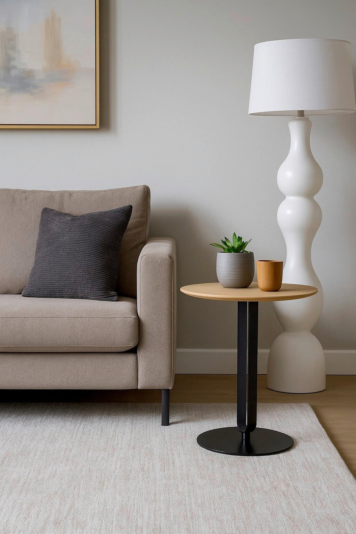 BEISTELLTISCH 50/50/52 cm Schwarz, Eichefarben rund  - Eichefarben/Schwarz, Design, Holzwerkstoff/Metall (50/50/52cm) - MID.YOU