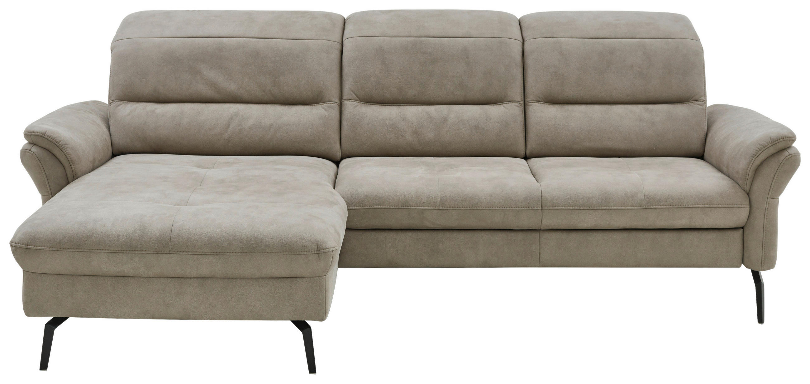 ECKSOFA in Flachgewebe Graubraun  181/260 cm  - Graubraun/Schwarz, KONVENTIONELL, Textil/Metall (181/260cm) - Beldomo Speed