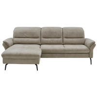 ECKSOFA in Flachgewebe Graubraun  181/260 cm  - Graubraun/Schwarz, KONVENTIONELL, Textil/Metall (181/260cm) - Beldomo Speed