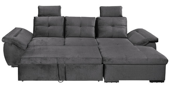 ECKSOFA in Mikrovelours Grau  - Schwarz/Grau, KONVENTIONELL, Kunststoff/Textil (275/170cm) - Carryhome