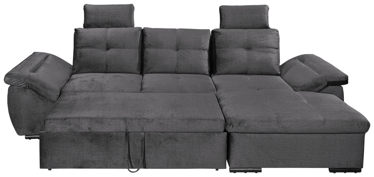 ECKSOFA in Mikrovelours Grau  - Schwarz/Grau, Konventionell, Kunststoff/Textil (275/170cm) - Carryhome