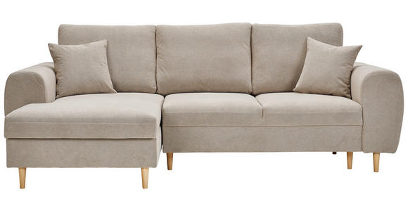 ECKSOFA  in Webstoff Beige  145/240 cm  - Beige/Naturfarben, KONVENTIONELL, Holz/Textil (145/240cm) - Carryhome