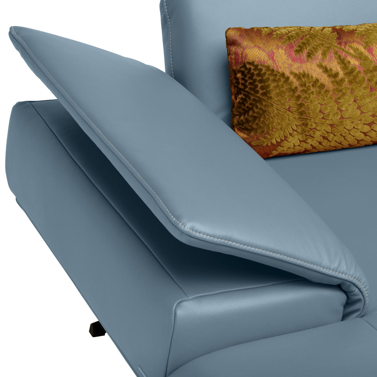 ECKSOFA in Echtleder Blau  150/242 cm  - Blau/Beige, Design, Leder/Metall (150/242cm) - Koinor