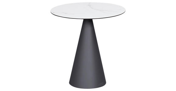 BEISTELLTISCH in Metall, Glas, Keramik 48,5/48,5/50 cm  - Anthrazit/Weiß, Design, Glas/Keramik (48,5/48,5/50cm) - Dieter Knoll