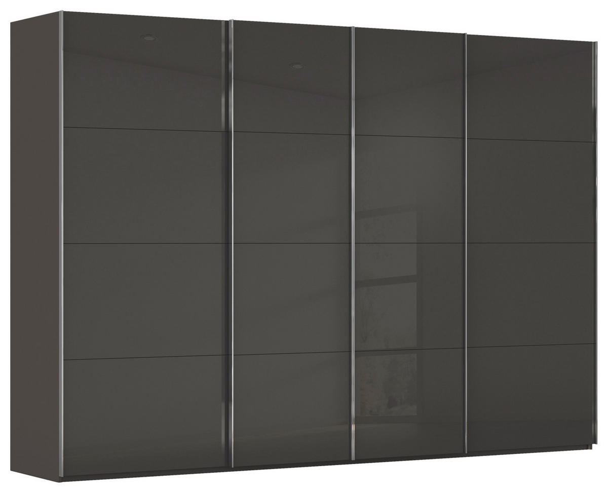 SCHWEBETÜRENSCHRANK 316/223/68 cm 4-türig Graphitfarben, Grau  - Chromfarben/Graphitfarben, Design, Glas/Holzwerkstoff (316/223/68cm) - Novel