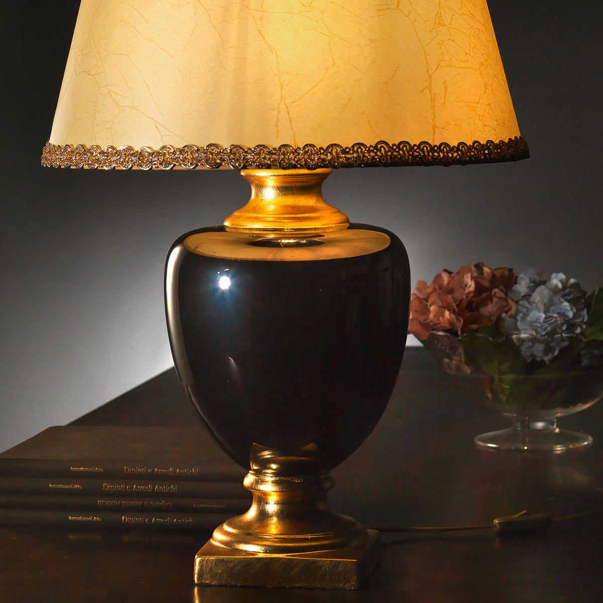 TISCHLEUCHTE 45/45/75 cm   - Hellbraun/Goldfarben, KONVENTIONELL, Keramik/Textil (45/45/75cm)