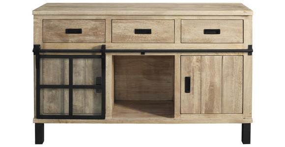 BUFFET 145/180/42 cm  in  - Graubraun/Schwarz, LIFESTYLE, Glas/Holz (145/180/42cm) - Landscape