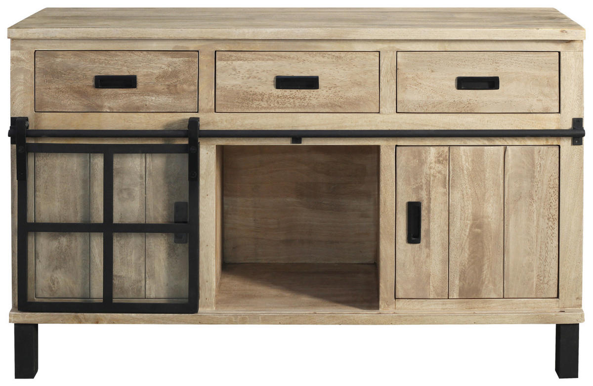 BUFFET 145/180/42 cm  in  - Graubraun/Schwarz, LIFESTYLE, Glas/Holz (145/180/42cm) - Landscape