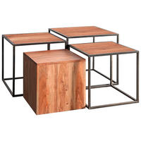 SADA ZASÚVACÍCH STOLÍKOV, akácia, farba akácie - farba akácie/prírodná farba, Romantik / Landhaus, kov/drevo (50/45/50cm) - Landscape