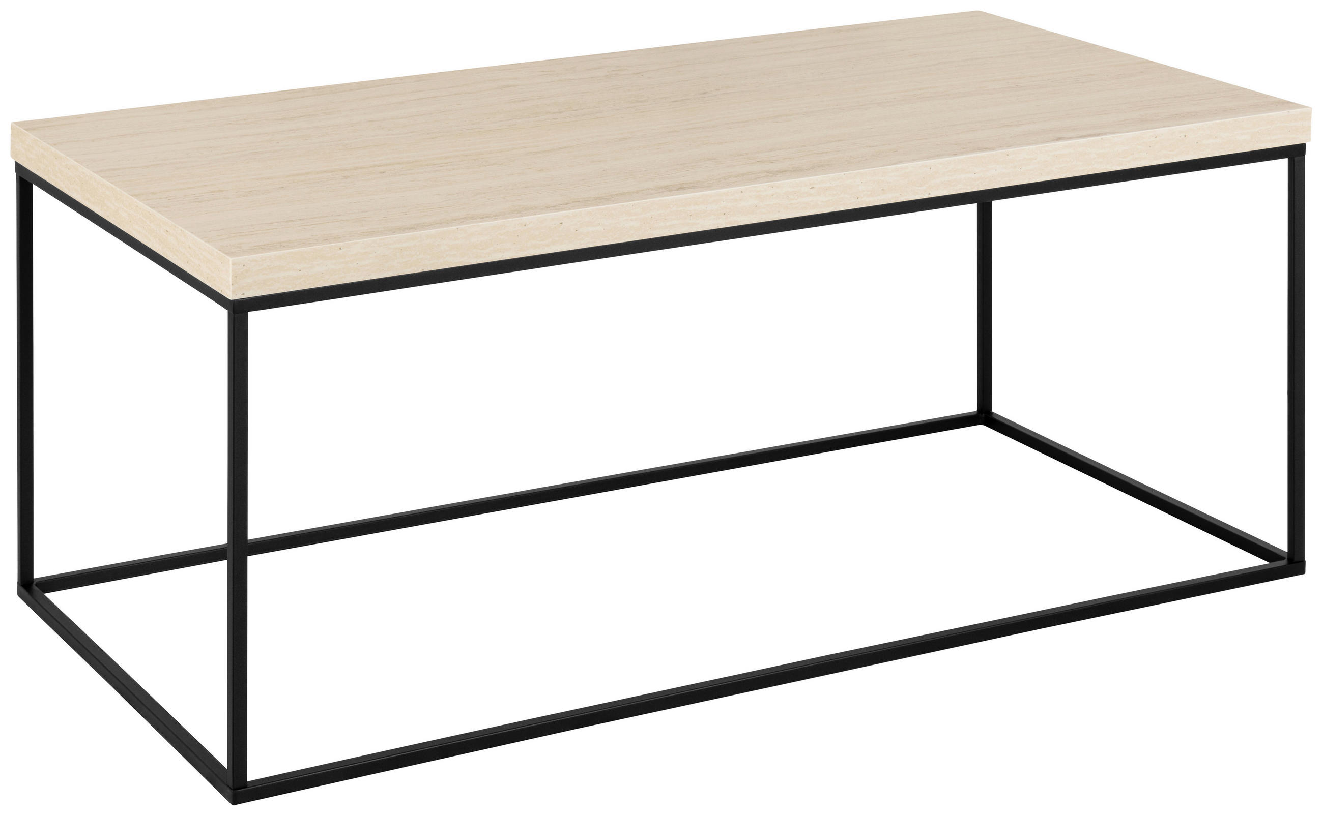 COUCHTISCH 110/55/45 cm rechteckig Beige  - Beige/Schwarz, Design, Holz/Metall (110/55/45cm) - MID.YOU