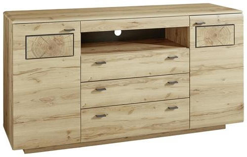 SIDEBOARD Graphitfarben, Buchefarben Kabeldurchlass, Einlegeböden - Buchefarben/Graphitfarben, KONVENTIONELL, Holzwerkstoff/Metall (175/98/47cm) - Xora