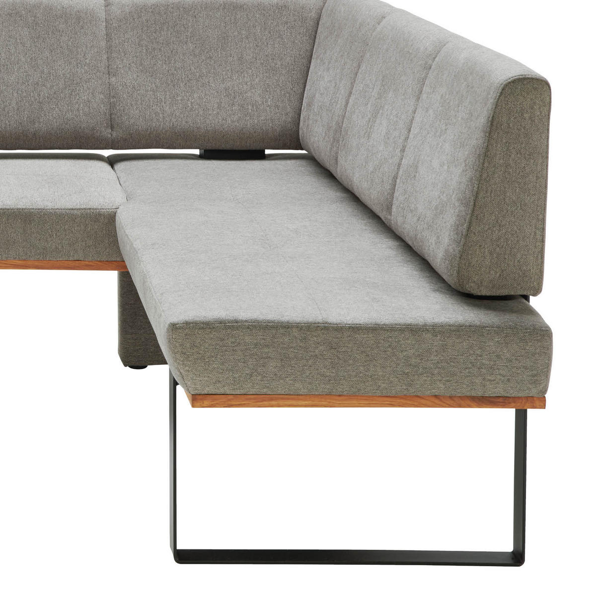 ECKBANK 225/175 cm Webstoff Grau Eiche vollmassiv   - Schwarz/Grau, MODERN, Holz/Textil (225/175cm) - Livetastic