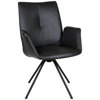 ARMLEHNSTUHL  in Stahl Echtleder pigmentiert  - Anthrazit/Schwarz, Design, Leder/Metall (60/90/61cm) - Dieter Knoll