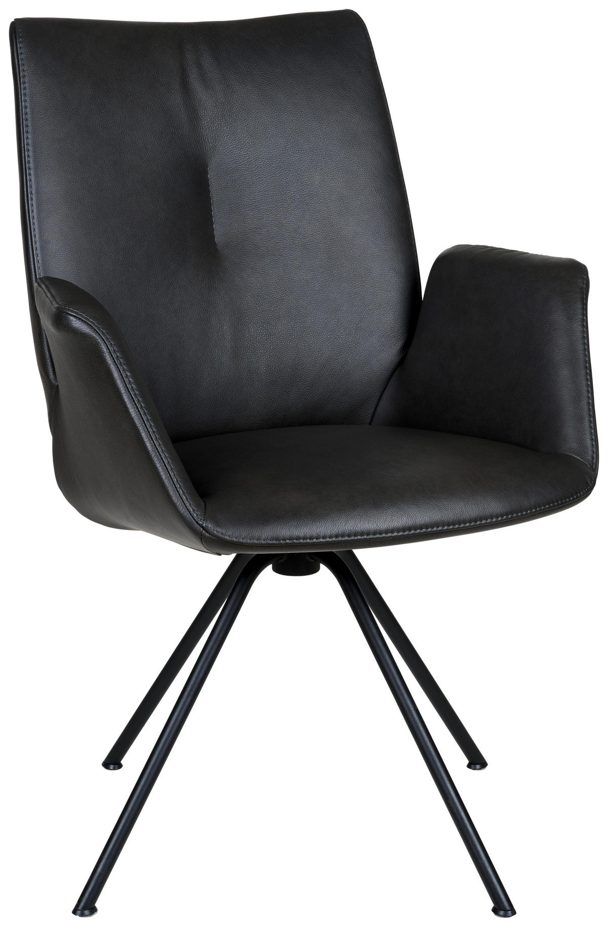 ARMLEHNSTUHL  in Stahl Echtleder pigmentiert  - Anthrazit/Schwarz, Design, Leder/Metall (60/90/61cm) - Dieter Knoll