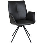 ARMLEHNSTUHL  Lederauswahl, Typenauswahl, Sitzfläche 360° drehbar  Echtleder  - Anthrazit/Schwarz, Design, Leder/Metall (60/90/61cm) - Dieter Knoll