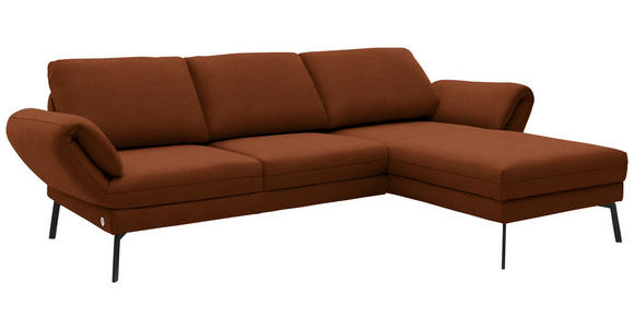 ECKSOFA  in Flachgewebe Kupferfarben  255-365/175-224 cm  - Schwarz/Kupferfarben, Design, Textil/Metall (255-365/175-224cm) - Dieter Knoll