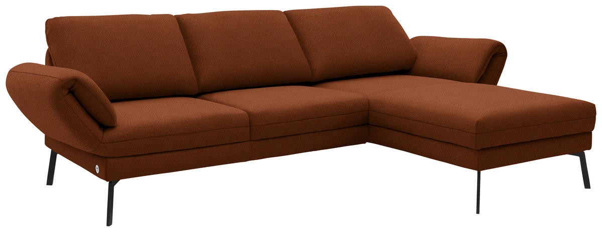 ECKSOFA  in Flachgewebe Kupferfarben  255-365/175-224 cm  - Schwarz/Kupferfarben, Design, Textil/Metall (255-365/175-224cm) - Dieter Knoll