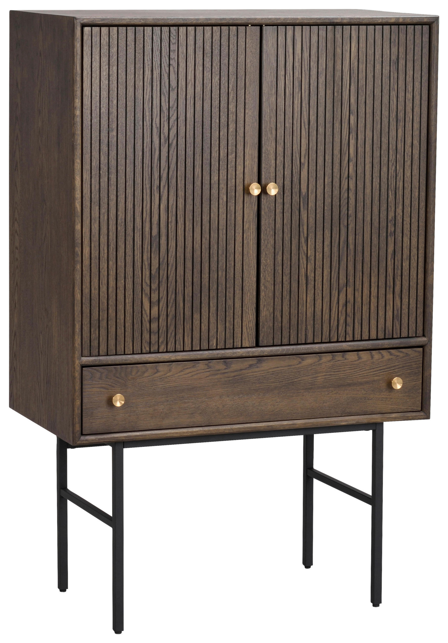 FRISTÅENDE SKÅP 79/125/42 cm  - svart/mörkbrun, Design, metall/trä (79/125/42cm) - Rowico
