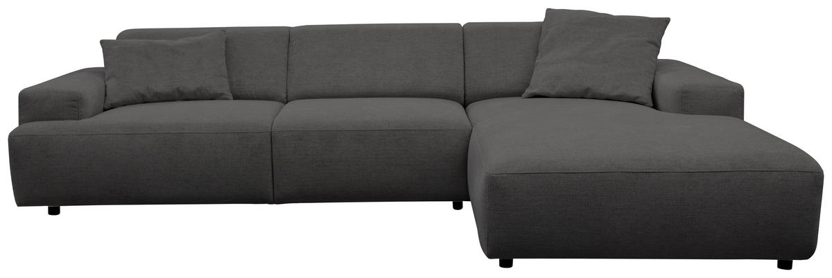 ECKSOFA 294/184 cm  in Flachgewebe Anthrazit Rücken echt  294/184 cm  - Anthrazit/Schwarz, KONVENTIONELL, Kunststoff/Textil (294/184cm) - Hom`in