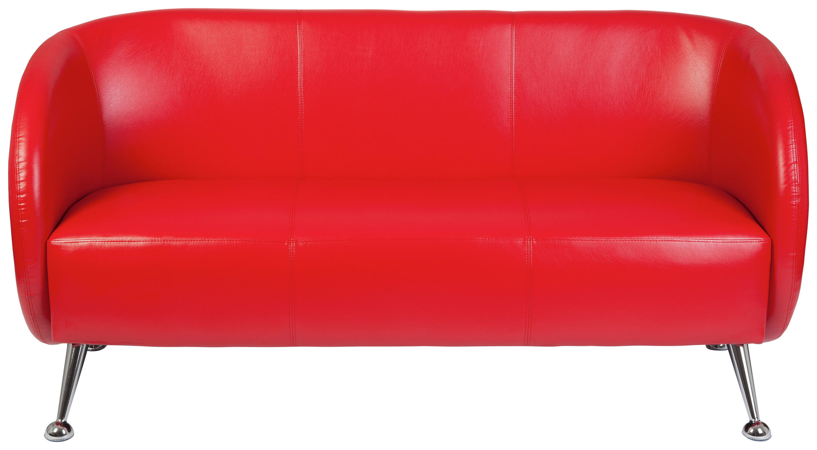 3-SITZER-SOFA Lederlook Rot  - Chromfarben/Rot, MODERN, Textil/Metall (168/85/58cm) - MID.YOU