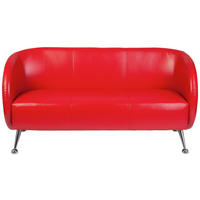 3-SITZER-SOFA Lederlook Rot  - Chromfarben/Rot, MODERN, Textil/Metall (168/85/58cm) - MID.YOU