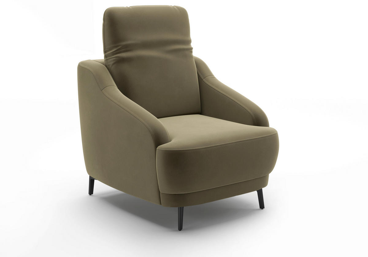 SESSEL in Samt Olivgrün  - Schwarz/Olivgrün, MODERN, Textil/Metall (87/93/104cm) - Sit & More