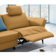 3-SITZER-SOFA in Leder Senfgelb  - Senfgelb/Schwarz, Design, Leder/Metall (190/84/99cm) - Dieter Knoll