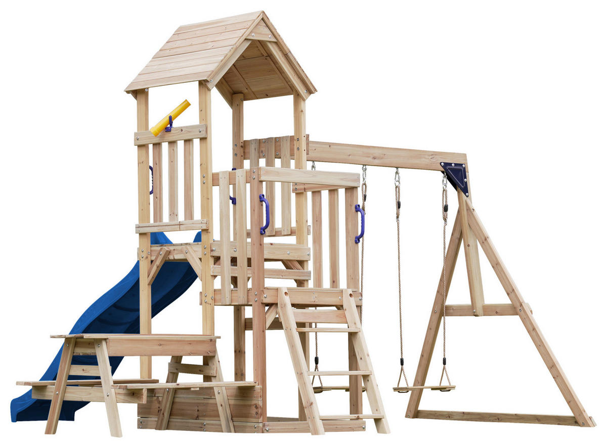 SPIELTURM 366/267/383 cm  - Blau, KONVENTIONELL, Holz (366/267/383cm) - Ambia Garden