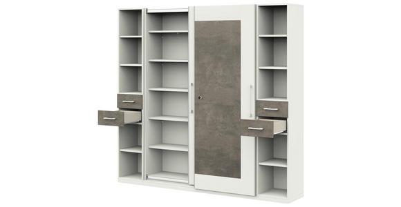 AKTENSCHRANK Anthrazit, Weiß - Anthrazit/Weiß, Basics, Holzwerkstoff (240/220,5/41,9cm) - Moderano