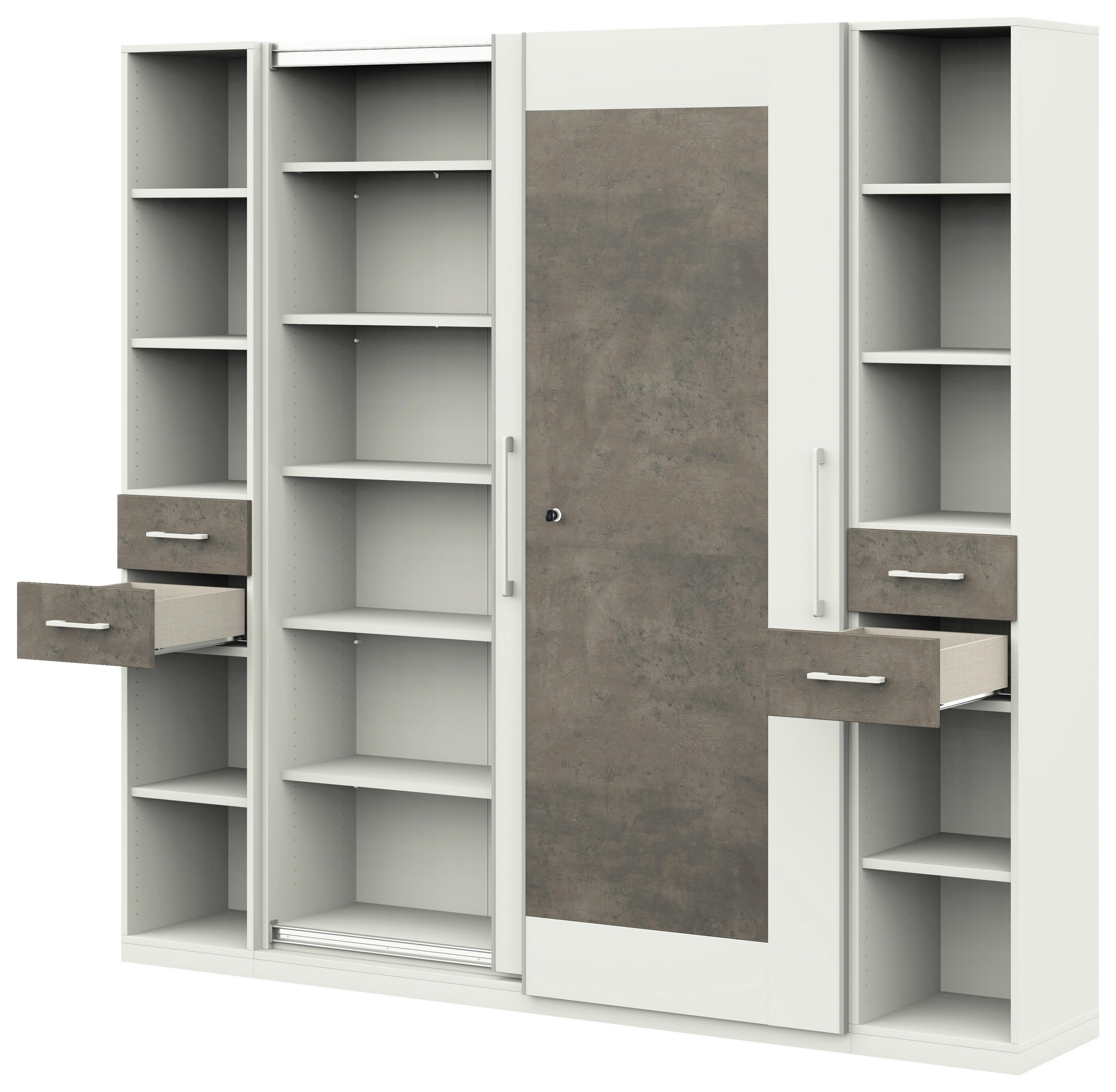AKTENSCHRANK Anthrazit, Weiß - Anthrazit/Weiß, Basics, Holzwerkstoff (240/220,5/41,9cm) - Moderano