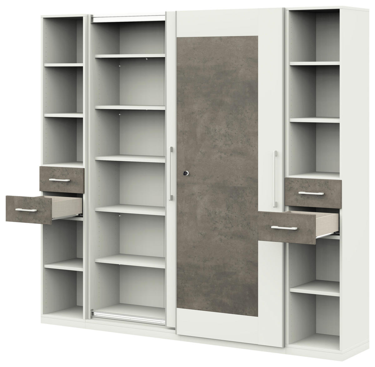 AKTENSCHRANK Anthrazit, Weiß  - Anthrazit/Weiß, Basics, Holzwerkstoff (240/220,5/41,9cm) - Moderano