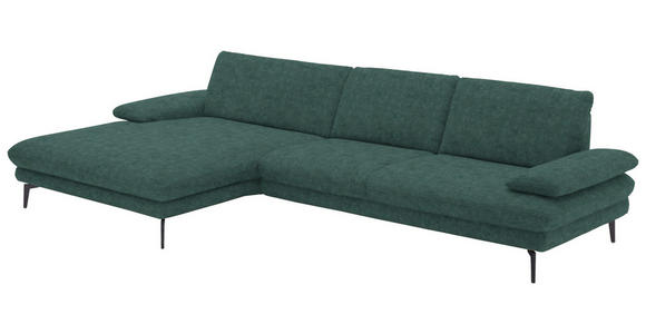 ECKSOFA in Velours Blau, Grün 180/310 cm - Blau/Schwarz, Design, Textil/Metall (180/310cm) - Dieter Knoll