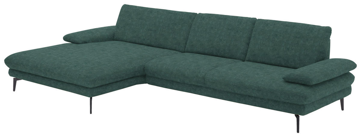 ECKSOFA in Velours Blau, Grün  - Blau/Schwarz, Design, Textil/Metall (180/310cm) - Dieter Knoll