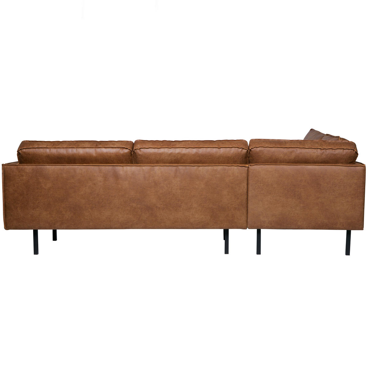 ECKSOFA Rodeo Cognac Echtleder  - Cognac/Schwarz, Design, Leder/Textil (213/266cm) - Livetastic