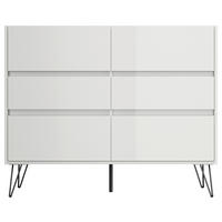SIDEBOARD Posseik Industrial 120/93,6/42 cm 6 Schublade(n)  - Weiß Hochglanz/Schwarz, Design, Holzwerkstoff/Metall (120/93,6/42cm) - P & B