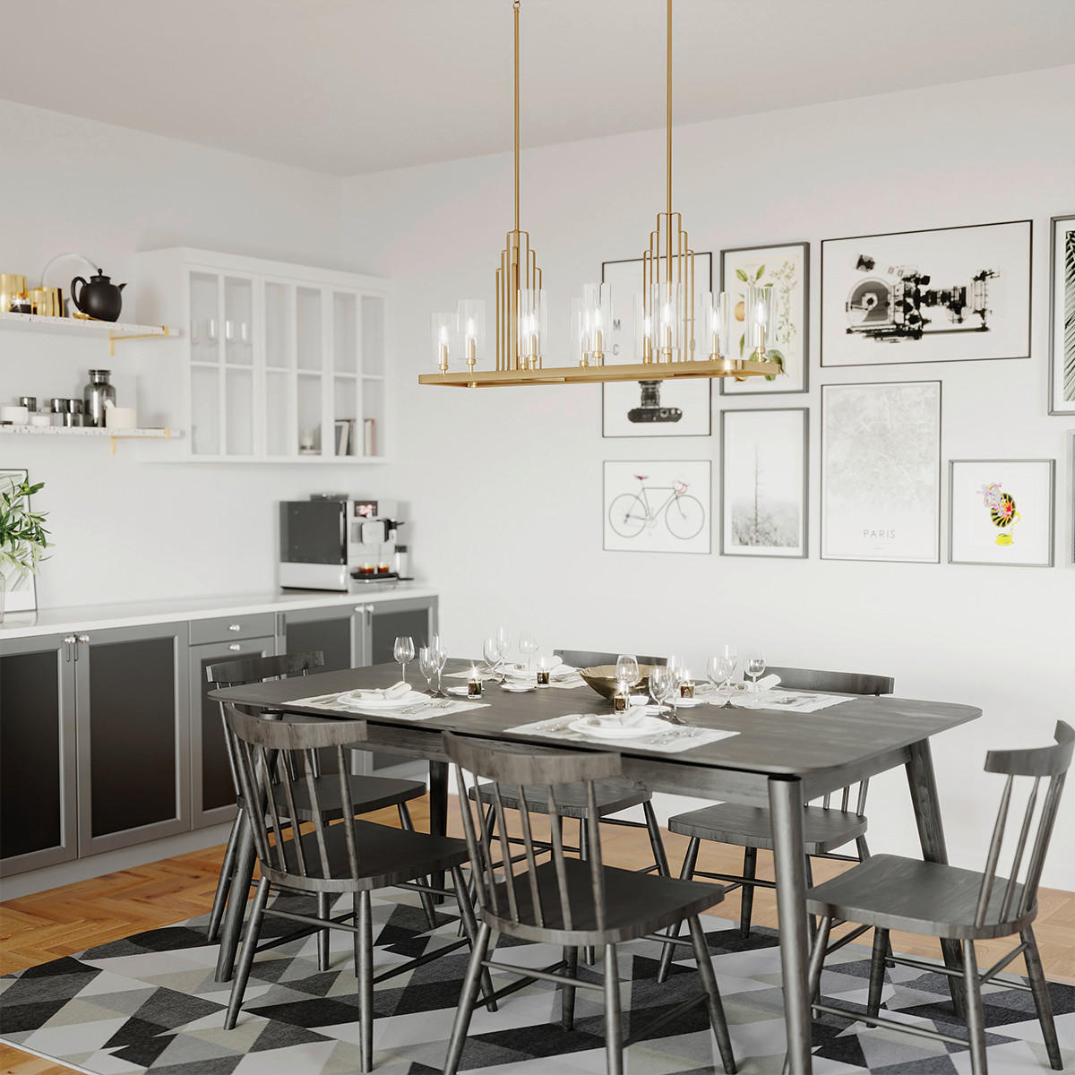 KRONLEUCHTER 113.7/55.8/32.5 cm    - Messingfarben, Konventionell, Glas/Metall (113.7/55.8/32.5cm) - Elstead Lighting