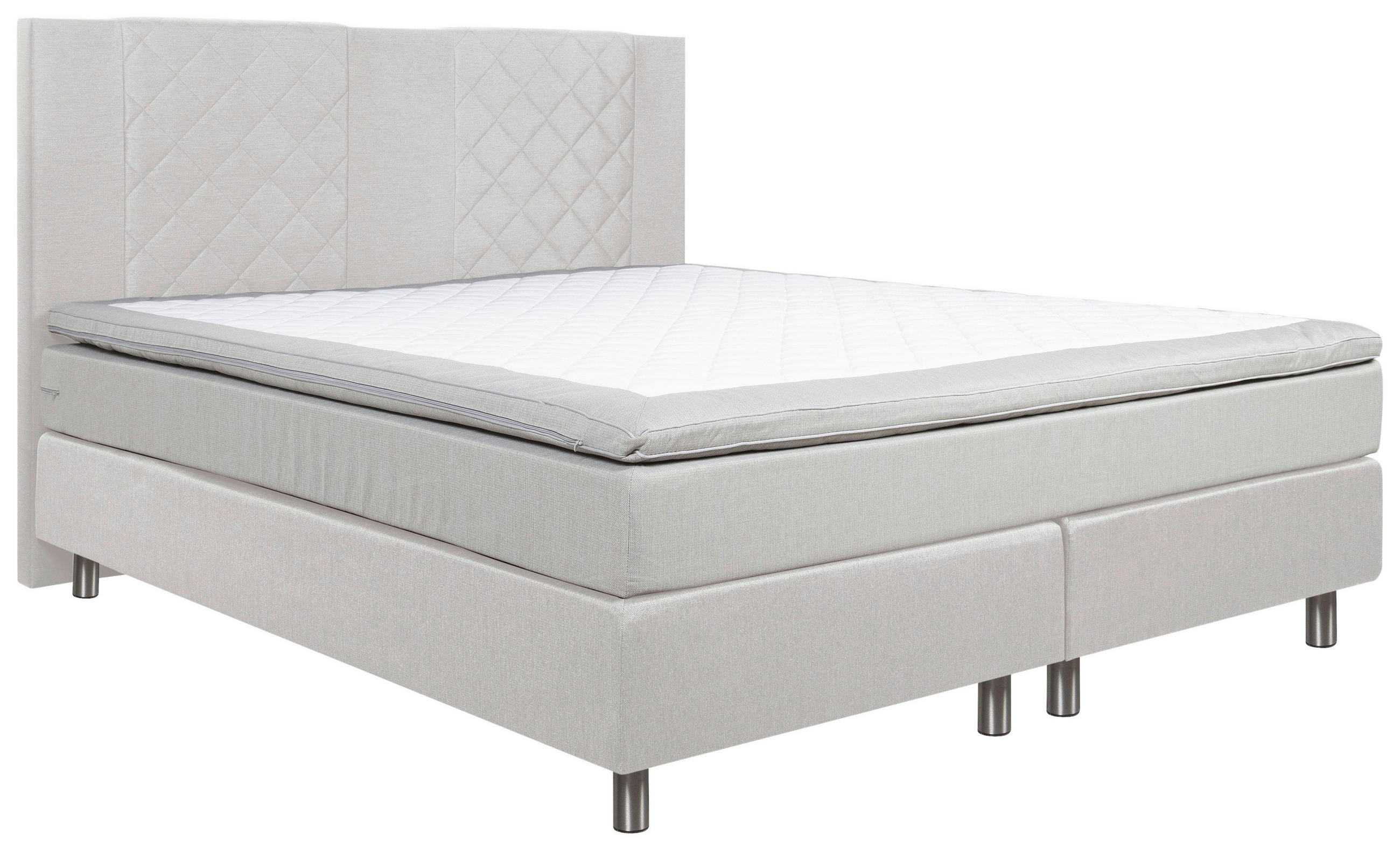 BOXSPRINGBETT 140/200 cm  in Beige  - Beige/Alufarben, Design, Holz/Textil (140/200cm) - Carryhome