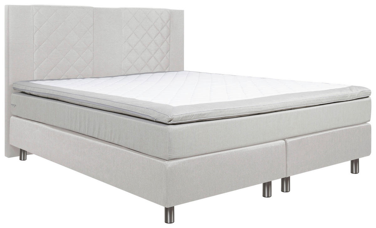 BOXSPRINGBETT 140/200 cm  in Beige  - Beige/Alufarben, Design, Holz/Textil (140/200cm) - Carryhome