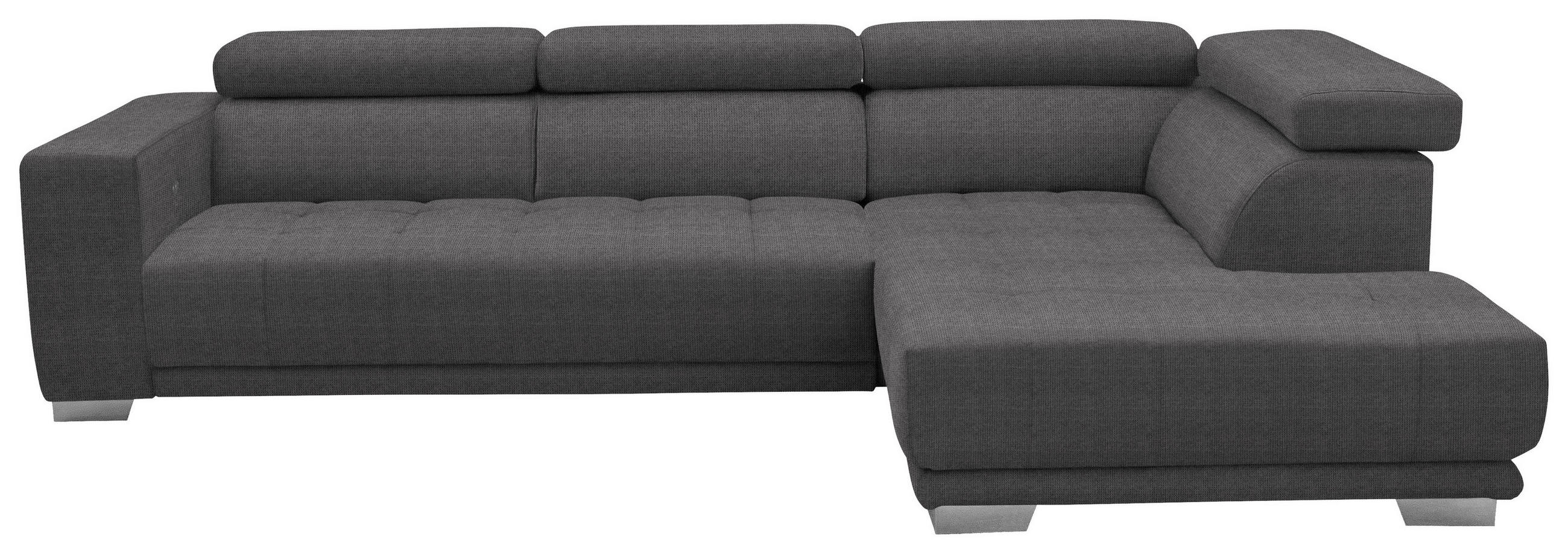 ECKSOFA in Mikrofaser Grau  301/207 cm  - Chromfarben/Grau, Design, Textil/Metall (301/207cm) - Xora