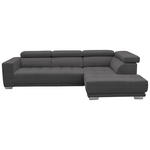 ECKSOFA in Mikrofaser Grau  - Chromfarben/Grau, Design, Textil/Metall (301/207cm) - Xora